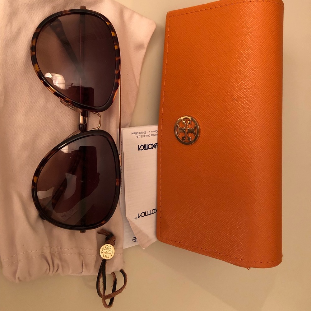 Tory Burch tortoise aviator sunglasses